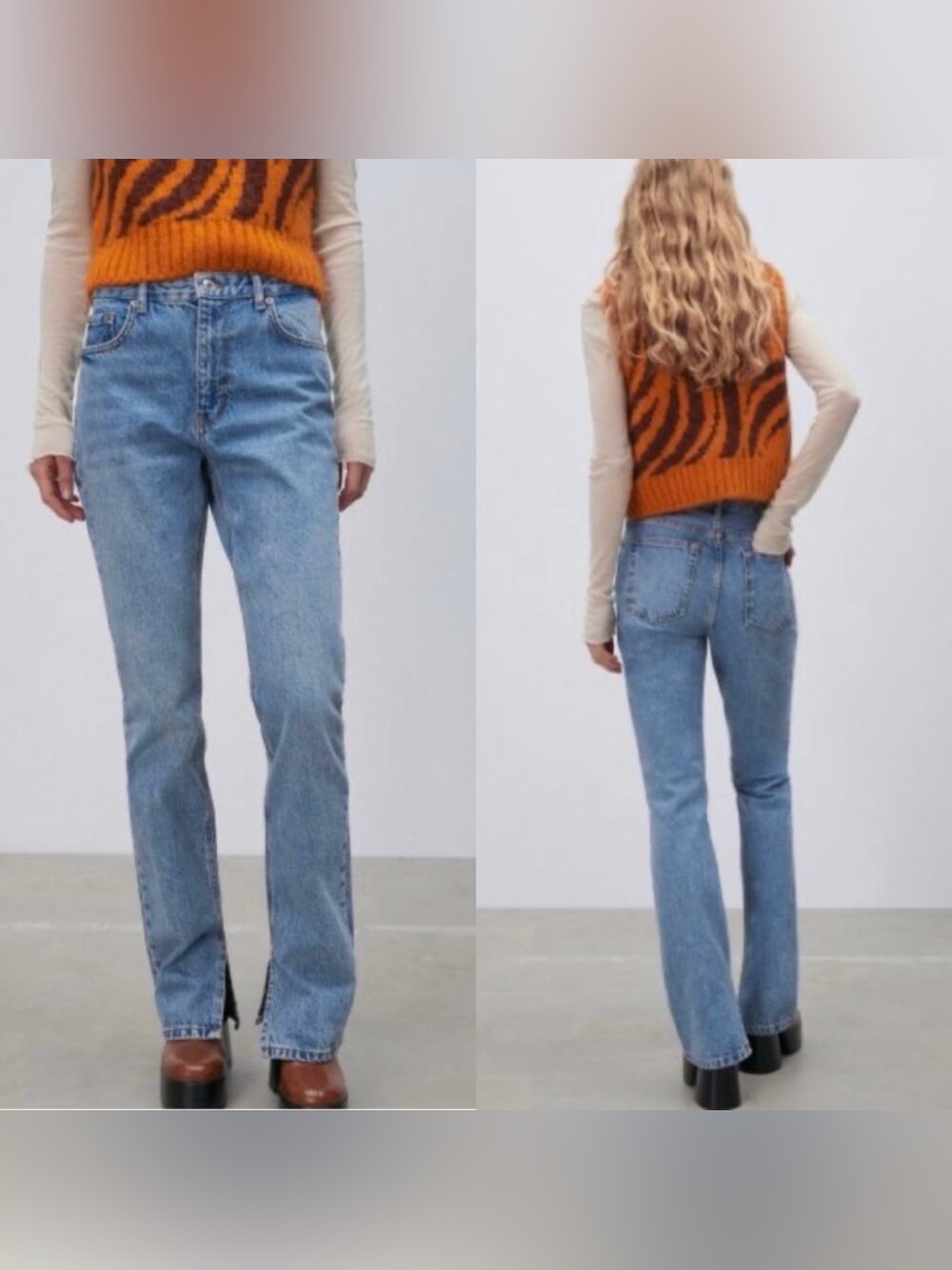 Zara The 90’s Full Length Split Hem Jeans